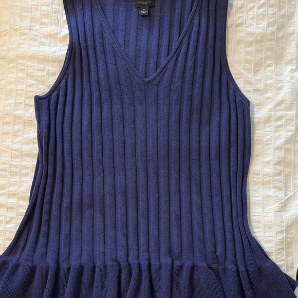 Ann Taylor Tops - Ann Taylor Navy Blue Ribbed knit Sleeveless Top